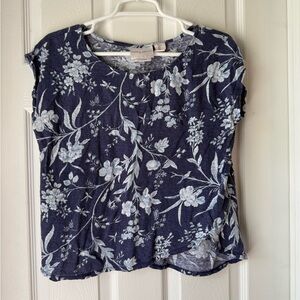 Laura Ashley Navy Blue Floral Blouse